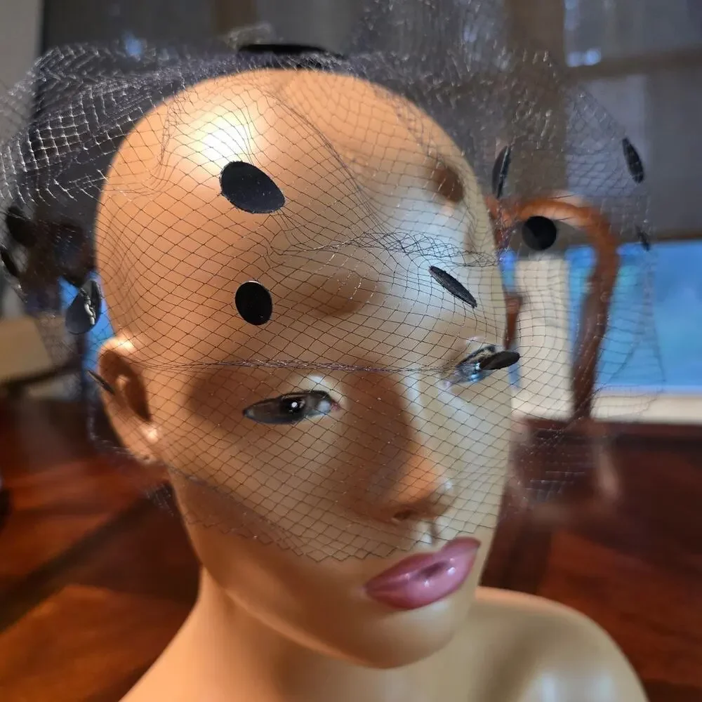 1950's black birdcage veil headpiece WITH ORIGINAL TAGS!
